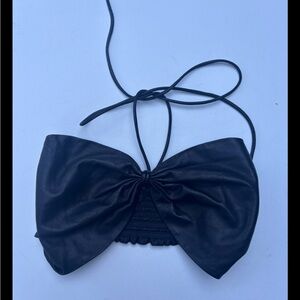 rag & bone Black Leather Crop Top